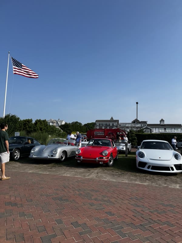 Morning light on the classic car lineup